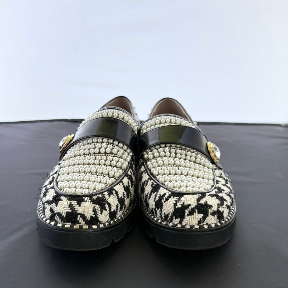 Betsey Johnson Houndstooth Embellished Loafers Women's 9 - Picture 2 of 9